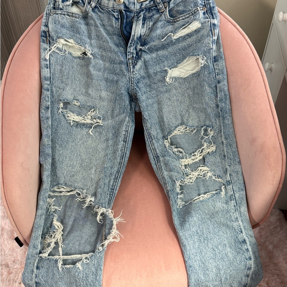 American Eagle Outfitters Ripped Blue Boyfriend Jeans